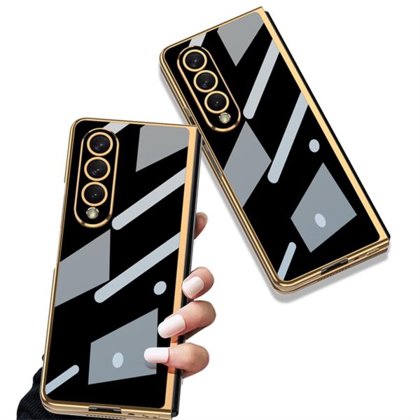 GKK Electroplated Glass Mobile Phone Cases for Samsung Galaxy Z Fold 4/3/2 Pure Color ultra Thin Cases