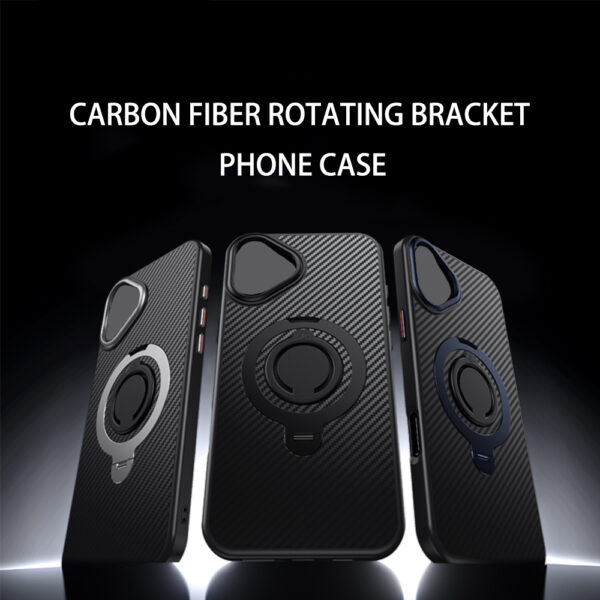 GSCASE Shockproof Carbon Fiber Silicone Single Ring Magnetic Bracket Phone case for iPhone 16 Pro Max 15 Plus for huawei P70 Pro