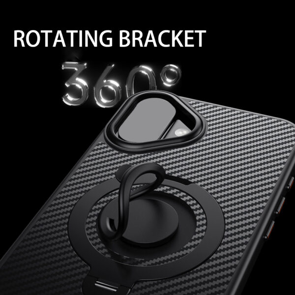 GSCASE Shockproof Carbon Fiber Silicone Single Ring Magnetic Bracket Phone case for iPhone 16 Pro Max 15 Plus for huawei P70 Pro