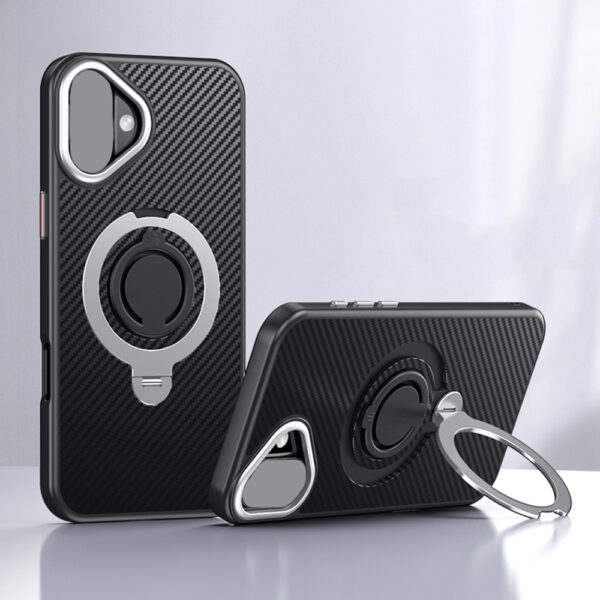 GSCASE Shockproof Carbon Fiber Silicone Single Ring Magnetic Bracket Phone case for iPhone 16 Pro Max 15 Plus for huawei P70 Pro