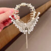 Head Ornament Tassel Shark Clip Hair Claw Catch Clips Back Head Angel Wings Pearl Rhinestone Ponytail Hairpin