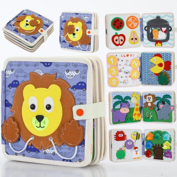 Hot Design Montessori Sensory Travel Toy lion Theme Felt Quiet Book Busy Board for Toddler Early Education
