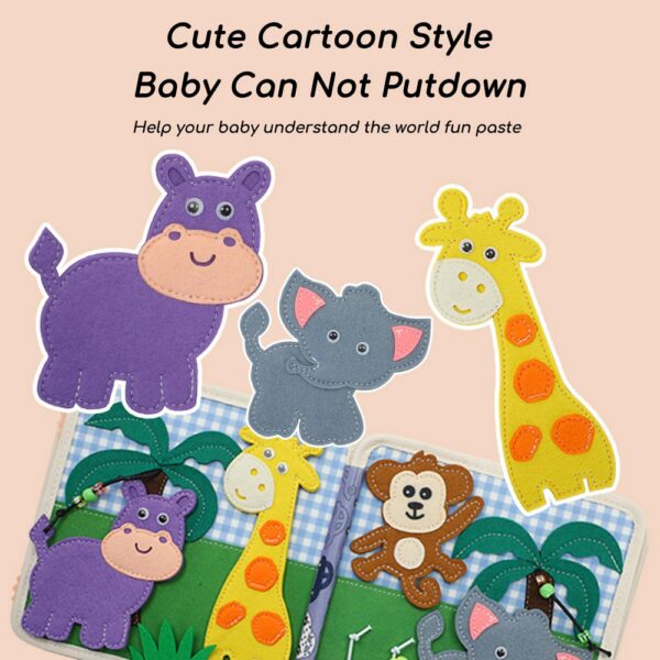 Hot Design Montessori Sensory Travel Toy lion Theme Felt Quiet Book Busy Board for Toddler Early Education