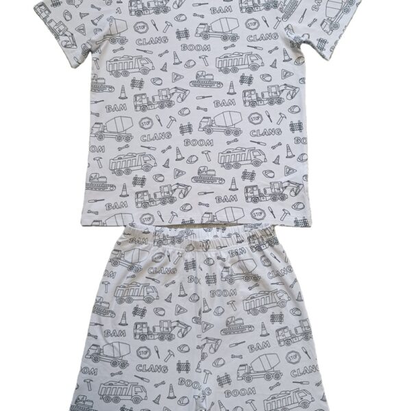 Hot Selling Kids Summer 95% Cotton 5% Spandex Children Coloring Pajamas Set Short Sleeve Kids Coloring Pajamas with Marker