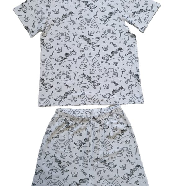 Hot Selling Kids Summer 95% Cotton 5% Spandex Children Coloring Pajamas Set Short Sleeve Kids Coloring Pajamas with Marker