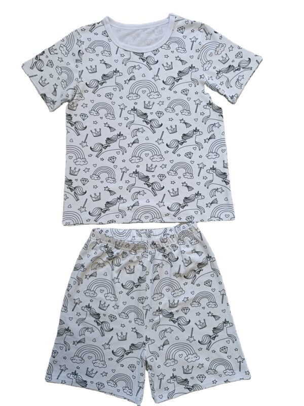 Hot Selling Kids Summer 95% Cotton 5% Spandex Children Coloring Pajamas Set Short Sleeve Kids Coloring Pajamas with Marker