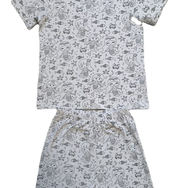 Hot Selling Kids Summer 95% Cotton 5% Spandex Children Coloring Pajamas Set Short Sleeve Kids Coloring Pajamas with Marker