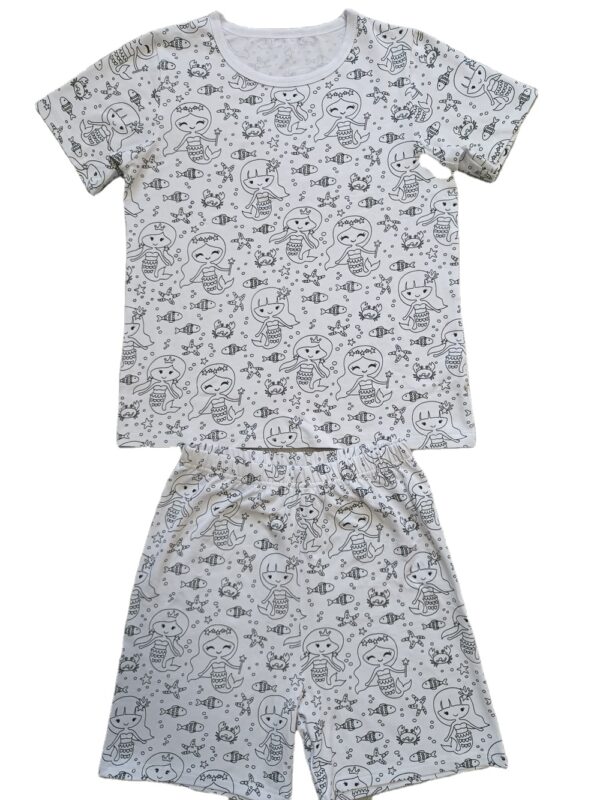 Hot Selling Kids Summer 95% Cotton 5% Spandex Children Coloring Pajamas Set Short Sleeve Kids Coloring Pajamas with Marker