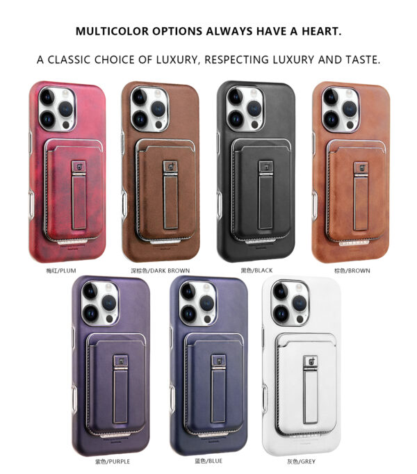 Matte Photoelectric Plated Magnetic Phone Case with Holder for iPhone 16 15 -11 Pro Max Phone Accessories with Magnetic Card Bag
