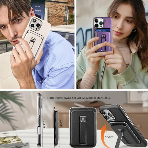 Matte Photoelectric Plated Magnetic Phone Case with Holder for iPhone 16 15 -11 Pro Max Phone Accessories with Magnetic Card Bag