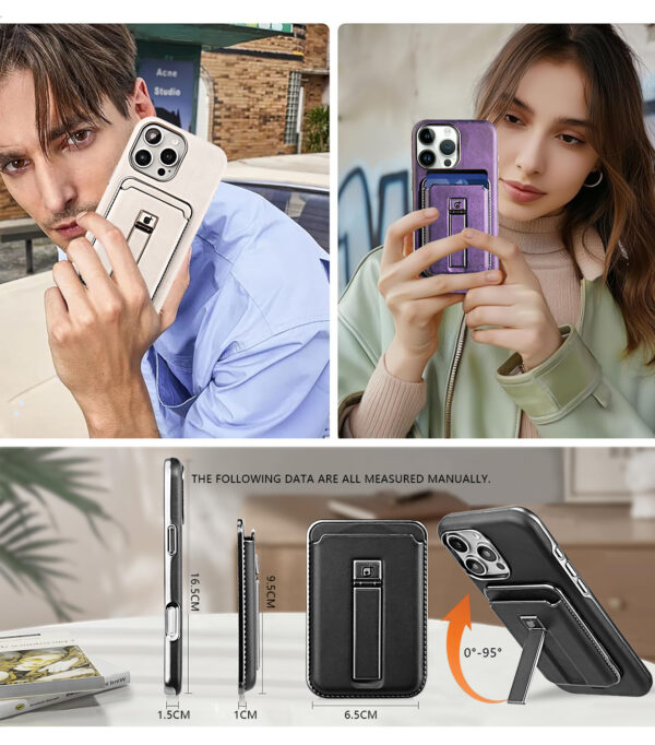 Matte Photoelectric Plated Magnetic Phone Case with Holder for iPhone 16 15 -11 Pro Max Phone Accessories with Magnetic Card Bag