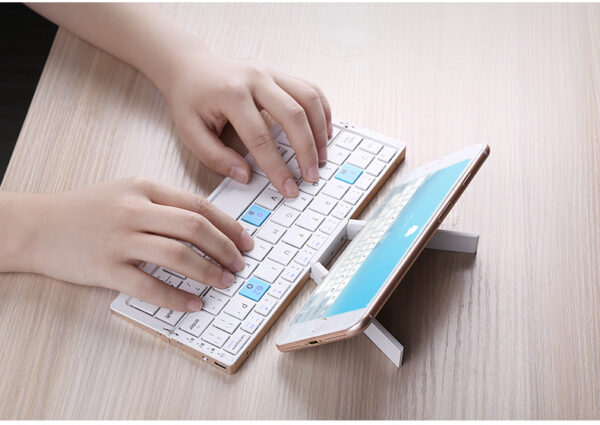 Mini Folding Keyboard Wireless Keypad Support 3 Devices With Stand for Phone Tablet Rechargeable Foldable Keyboard