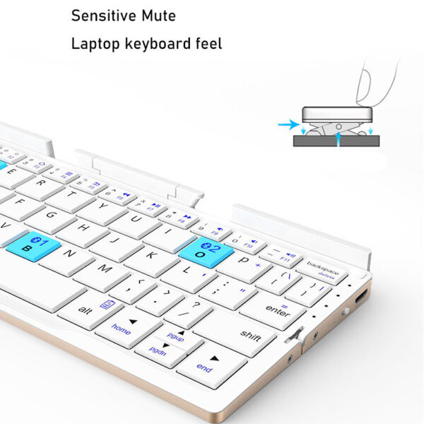 Mini Folding Keyboard Wireless Keypad Support 3 Devices With Stand for Phone Tablet Rechargeable Foldable Keyboard