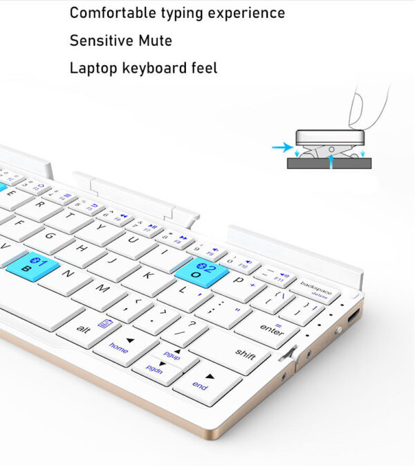 Mini Folding Keyboard Wireless Keypad Support 3 Devices With Stand for Phone Tablet Rechargeable Foldable Keyboard