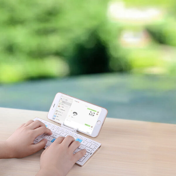 Mini Folding Keyboard Wireless Keypad Support 3 Devices With Stand for Phone Tablet Rechargeable Foldable Keyboard