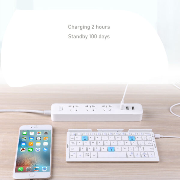 Mini Folding Keyboard Wireless Keypad Support 3 Devices With Stand for Phone Tablet Rechargeable Foldable Keyboard