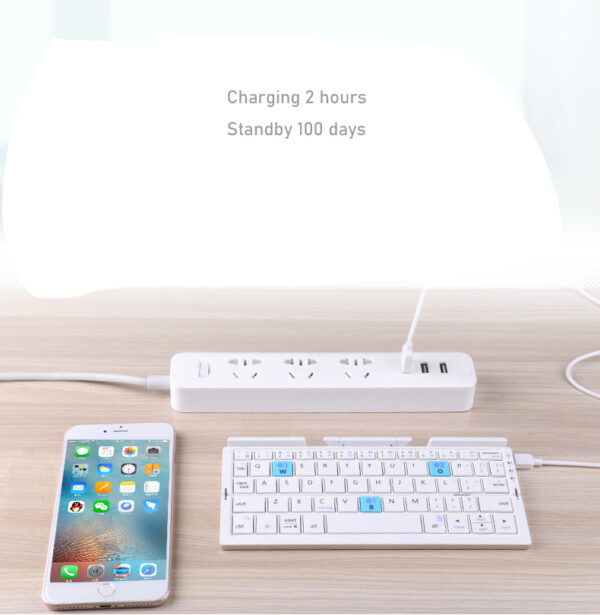 Mini Folding Keyboard Wireless Keypad Support 3 Devices With Stand for Phone Tablet Rechargeable Foldable Keyboard