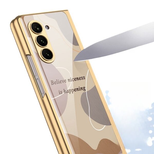 Morandi Creative Wind Electroplated Hard Shell Tempered Glass Protective Cover Samsung ZFold5 Folding Screen Mobile Phone Cases