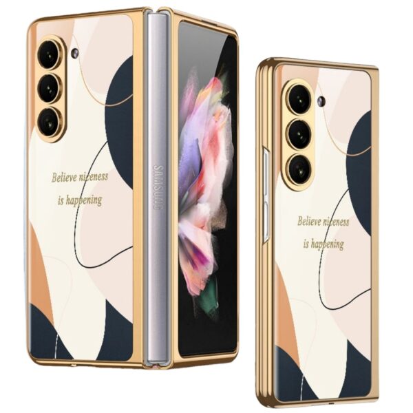 Morandi Creative Wind Electroplated Hard Shell Tempered Glass Protective Cover Samsung ZFold5 Folding Screen Mobile Phone Cases