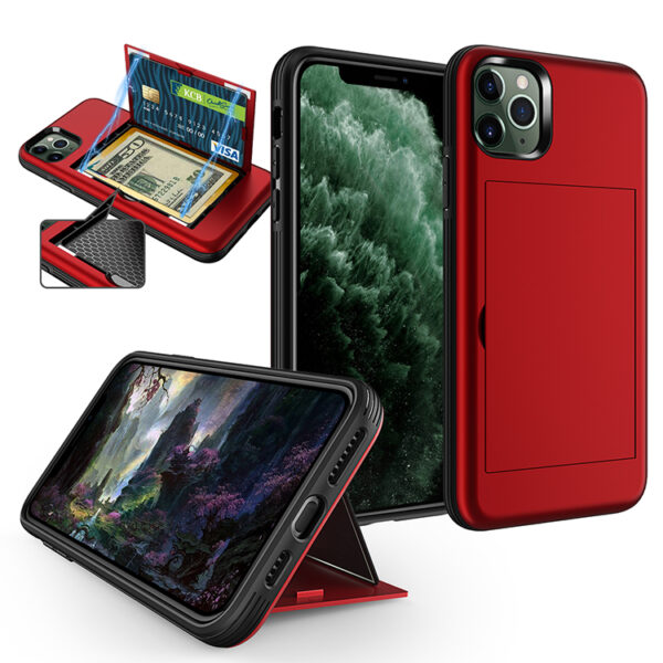 Multifunction TPU PC Card 3 in 1 Mobile Phone case for iphone 14 Pro Max with Carry Card Anti Drop Phone Back Cover