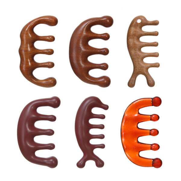 Natural Golden Sandalwood Wide Tooth Comb Anti-Static Meridian Head Massage Sandalwood Comb for Home Use