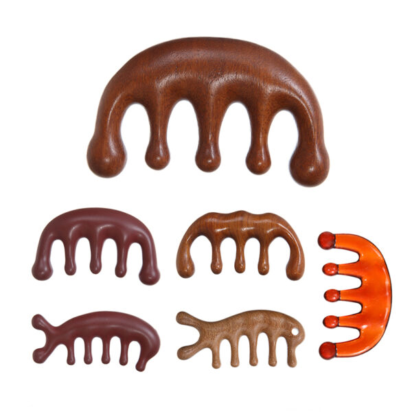 Natural Golden Sandalwood Wide Tooth Comb Anti-Static Meridian Head Massage Sandalwood Comb for Home Use