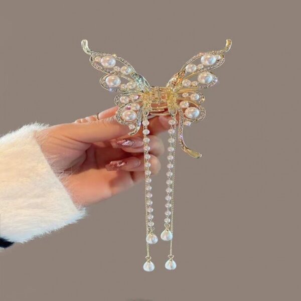 Pearl butterfly Tassel Grab Summer Metal Hair Clip for Women's Back of the Head Spoon Bundle Hair Clip Hair Accessories Headwear