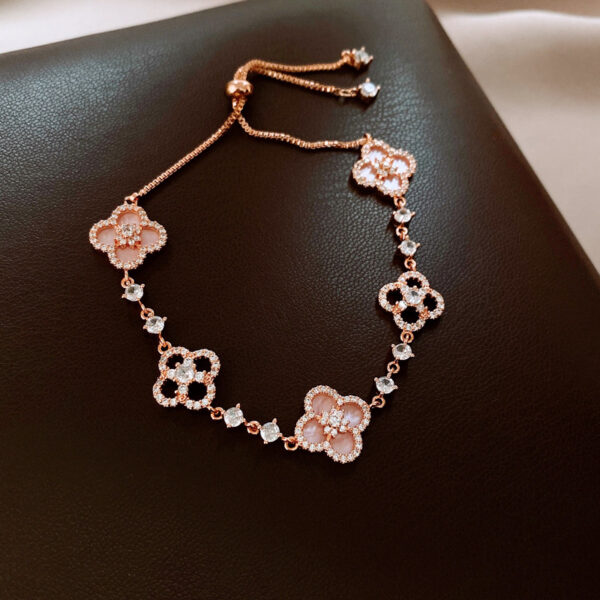 Pink Shell Pearl Clover Bracelet for Women