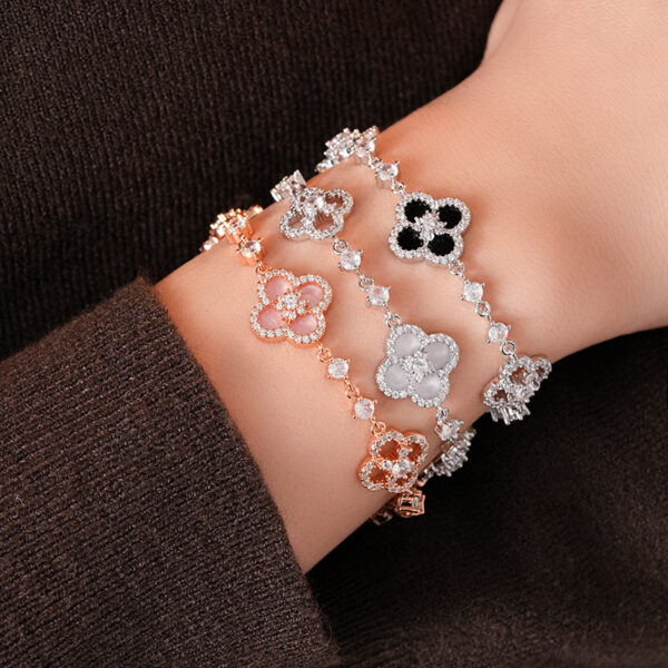 Pink Shell Pearl Clover Bracelet for Women