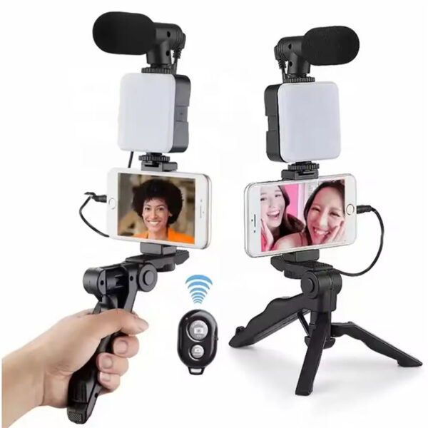 Portable Outdoor Video-making Kit Camera Phone Octopus Tripod Video Led Light Microphone Tripod Hands Lighting Kit Selfie Stick