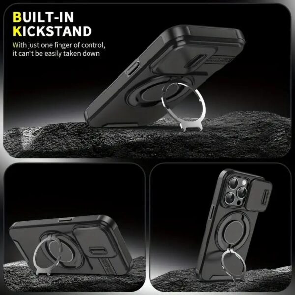 Sliding Camera Phone case for iphone 15 14 13 12 Pro Max 360 Rotating Ring Bracket Holder Pc Cover for iphone 16 Pro Max Cases