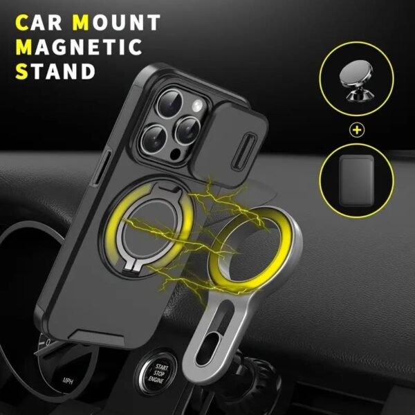 Sliding Camera Phone case for iphone 15 14 13 12 Pro Max 360 Rotating Ring Bracket Holder Pc Cover for iphone 16 Pro Max Cases
