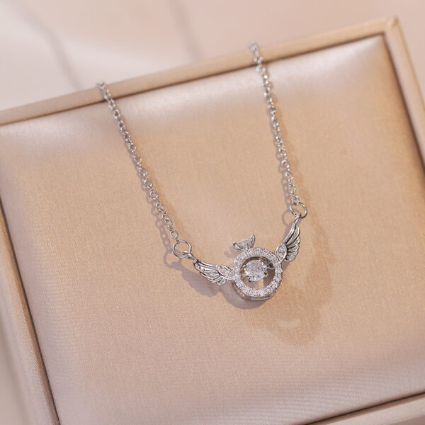 SongYi Luxury Titanium Steel High Quality Angel Wings Crown Pendant Necklace