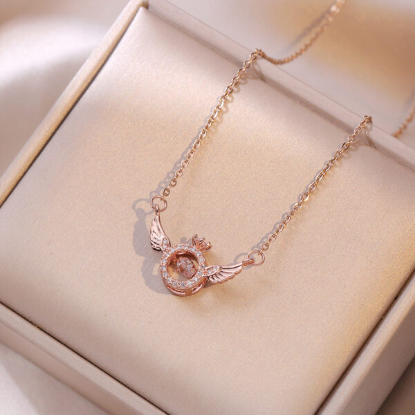SongYi Luxury Titanium Steel High Quality Angel Wings Crown Pendant Necklace