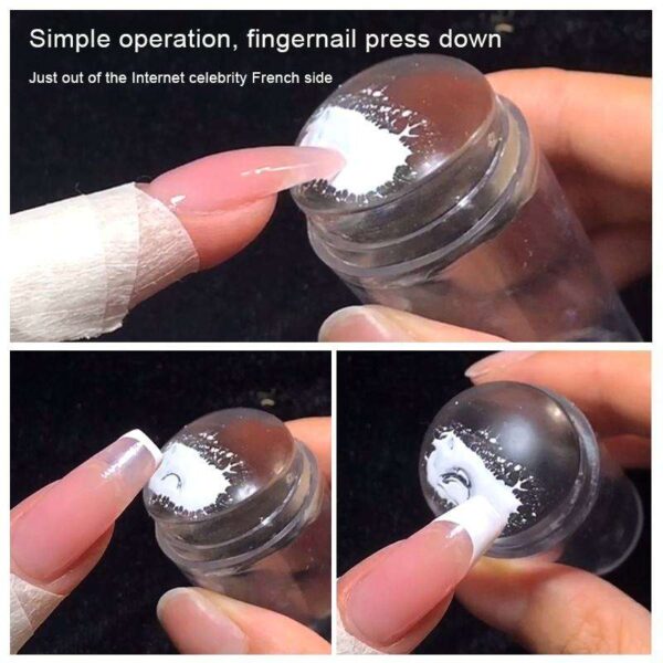 Transparent Nail Stamper With Scraper Jelly Silicone Head Stamp for French Nails Printing Art Stamping Plate Manicure