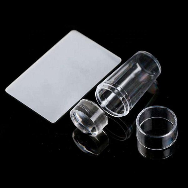 Transparent Nail Stamper With Scraper Jelly Silicone Head Stamp for French Nails Printing Art Stamping Plate Manicure