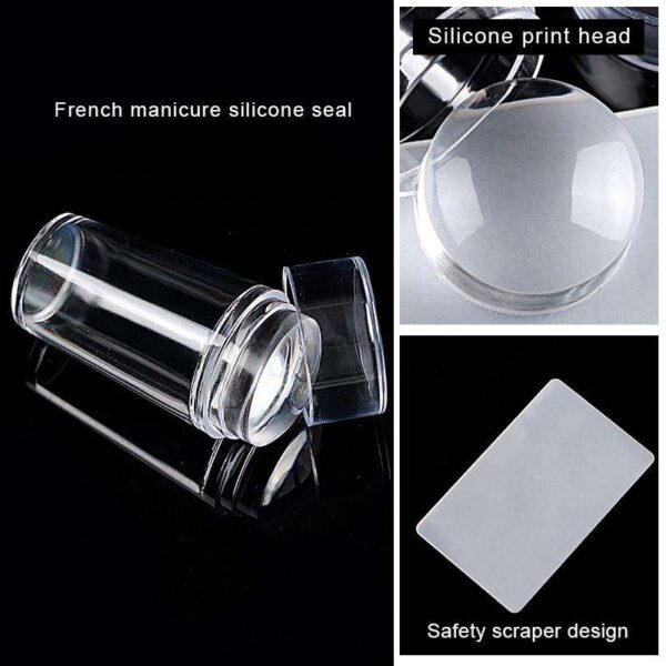 Transparent Nail Stamper With Scraper Jelly Silicone Head Stamp for French Nails Printing Art Stamping Plate Manicure
