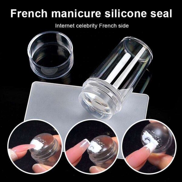 Transparent Nail Stamper With Scraper Jelly Silicone Head Stamp for French Nails Printing Art Stamping Plate Manicure