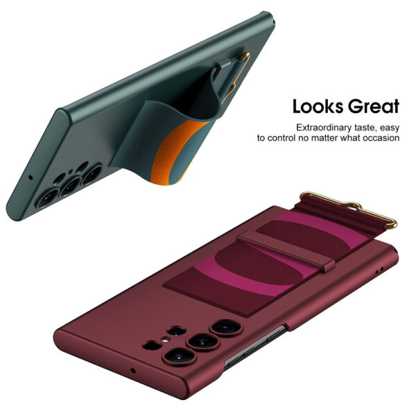 Ultra-Thin Wrist Strap Holder for Samsung S23 S24 Protective Phone Case Electroplate Craft for Samsung S25 Ultra Hard Phone Case