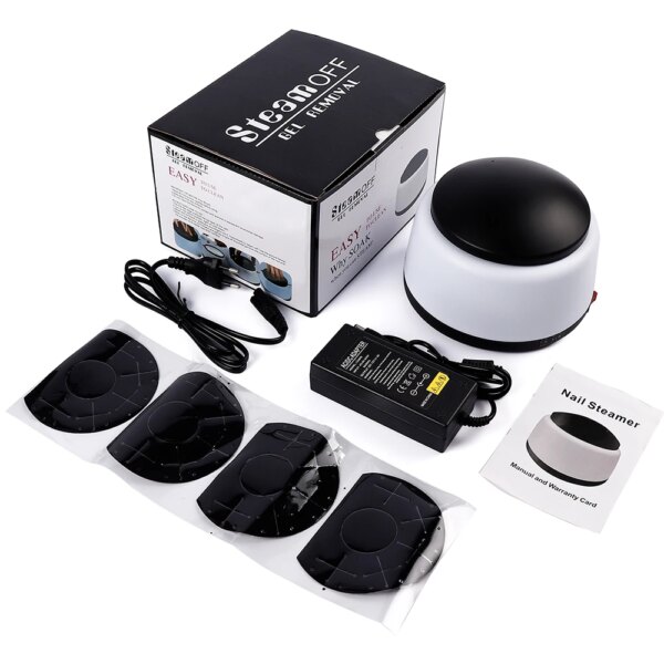Upgraded Steam Polish Nail Gel Remover Machine Portable Electric Nail Steamer with Cuticle Pusher Spoon Tools for Gel Polishing