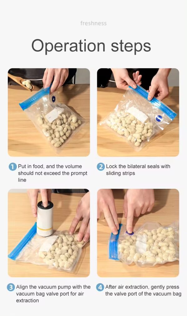 USB 5W Good Suction Logo Custom Handheld Electric Food Vacuum Sealer Machine Food Saver With 5 Vacuum Bags and Nozzle