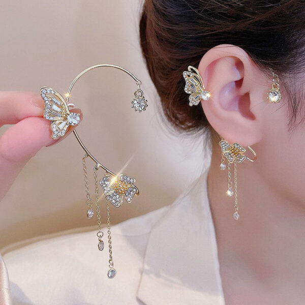 Wholesale 2025 Hot Selling Earrings Set Diamond Flower Butterfly Ear Cuff Earrings Super Fairy Tassel Ear Cuff Earrings for Women