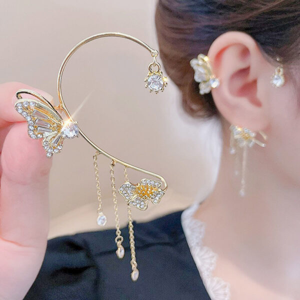 Wholesale 2025 Hot Selling Earrings Set Diamond Flower Butterfly Ear Cuff Earrings Super Fairy Tassel Ear Cuff Earrings for Women