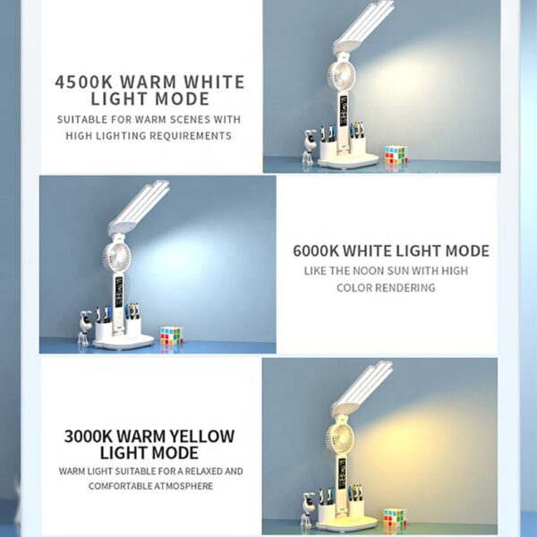 Wholesale 4 Heads Book Foldable Wireless Lampe De Led Cordless Battery Rechargeable Bedside Study Reading Clock Date Desk Lamp