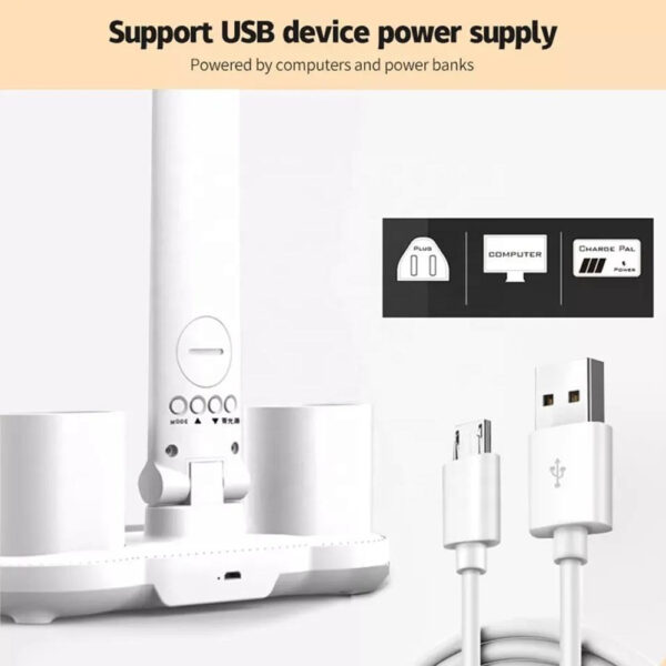 Wholesale 4 Heads Book Foldable Wireless Lampe De Led Cordless Battery Rechargeable Bedside Study Reading Clock Date Desk Lamp