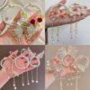Wholesale Luxury Crystal Flower Tassel Claw Clip Hair Accessory Back of Head Ponytail Clips Rhinestone Pearl Fringe Hair Clips