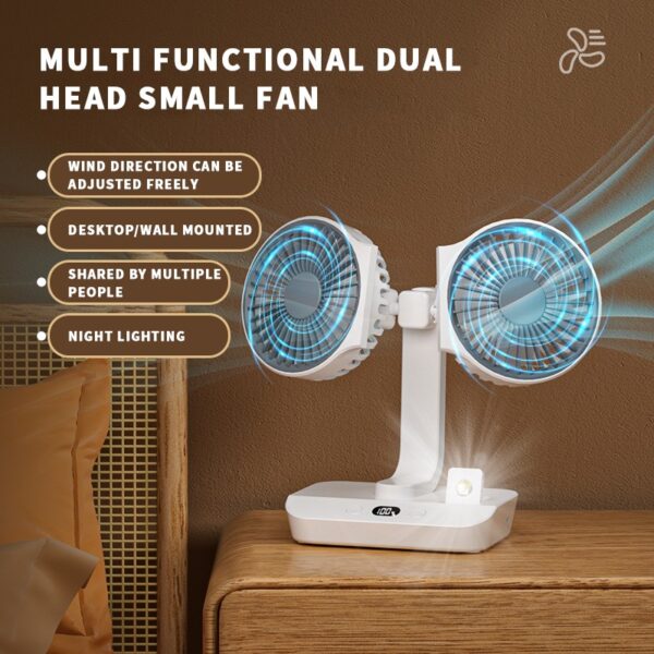 Z01 Dual-head Charging Wall Fan USB Charging Cycle Fan for Electronic