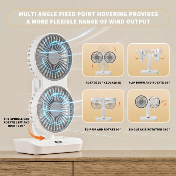 Z01 Dual-head Charging Wall Fan USB Charging Cycle Fan for Electronic