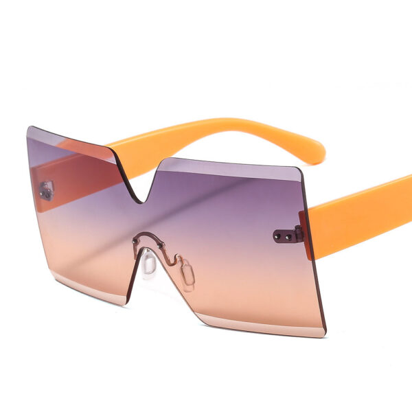 17910 2024 Color Party Eyewear One Piece Big Rimless Sun Glasses Women Luxury Oversized Sunglasses Irregular Shape Y2K