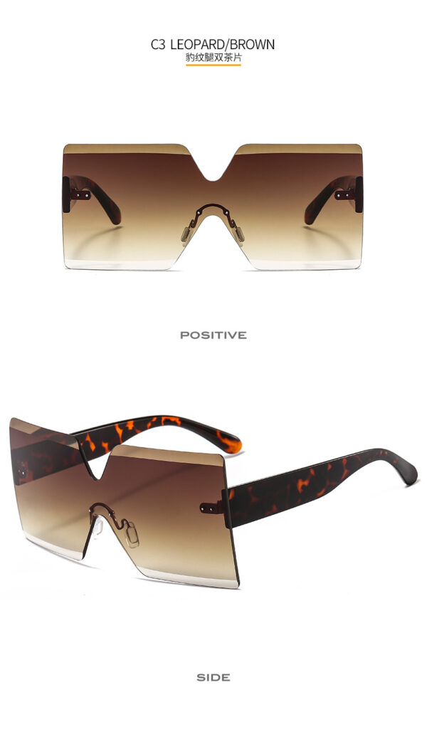 17910 2024 Color Party Eyewear One Piece Big Rimless Sun Glasses Women Luxury Oversized Sunglasses Irregular Shape Y2K